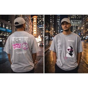 Badmaash Family Style Gandhi T-Shirt Mens XL Grey Streetwear LA Event 2019 Tee